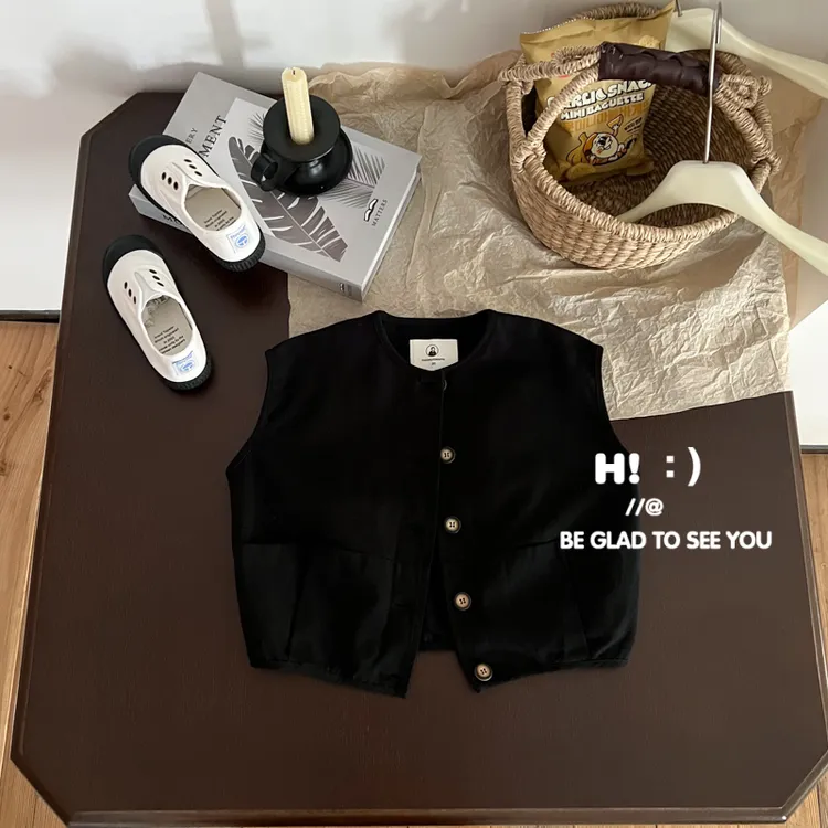 现货【百分百棉】郝叔童品秋季新款男童2025时尚棉布马甲外套HQ5320