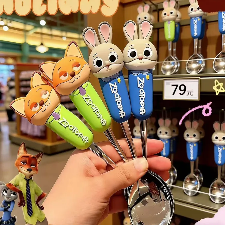 卡通304不锈钢吃饭勺子卡通婴儿调羹便携餐具甜品勺