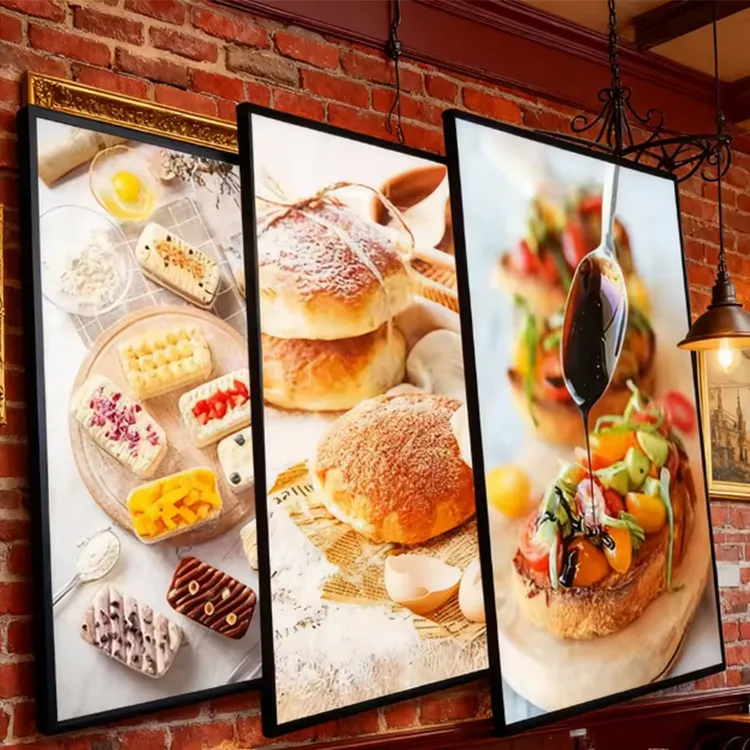 led超薄灯箱定制广告牌定做挂墙式抽画钢化玻璃发光海报菜单展示