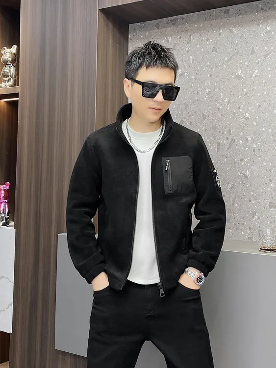 【SITEWEIE】2025摇粒绒户外拼接男装外套欧货保暖春秋日常立领5630