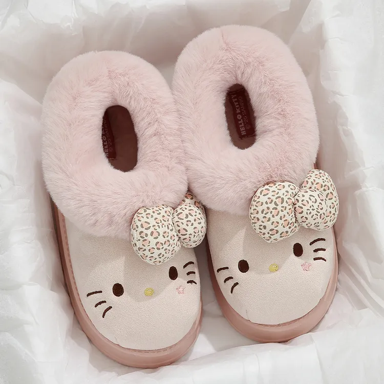猫力卡通猫咪棉拖鞋女款冬季2025新款厚底防滑毛绒保暖雪地靴外穿