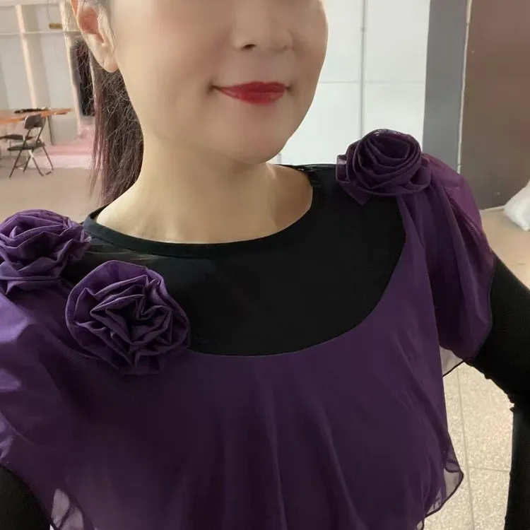 交谊舞三步踩拉丁舞水晶棉长袖