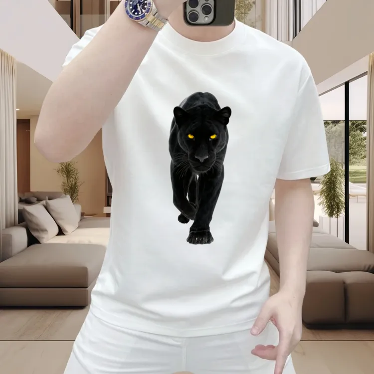 黑豹短袖丨100%纯棉男士短袖T恤夏季圆领重磅潮流休闲半袖百搭t恤