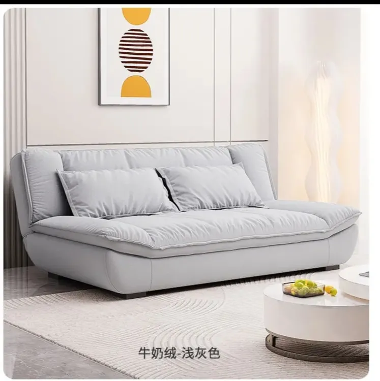 【新疆包邮】多功能折叠两用客厅简约出租房三人沙发床家用浅灰色