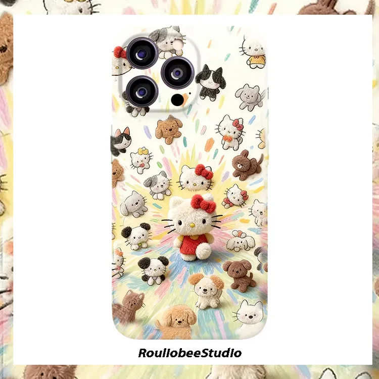 爆炸凯蒂小猫适用苹果17/16菲林手机壳华为P70vivo小米14oppo硬壳