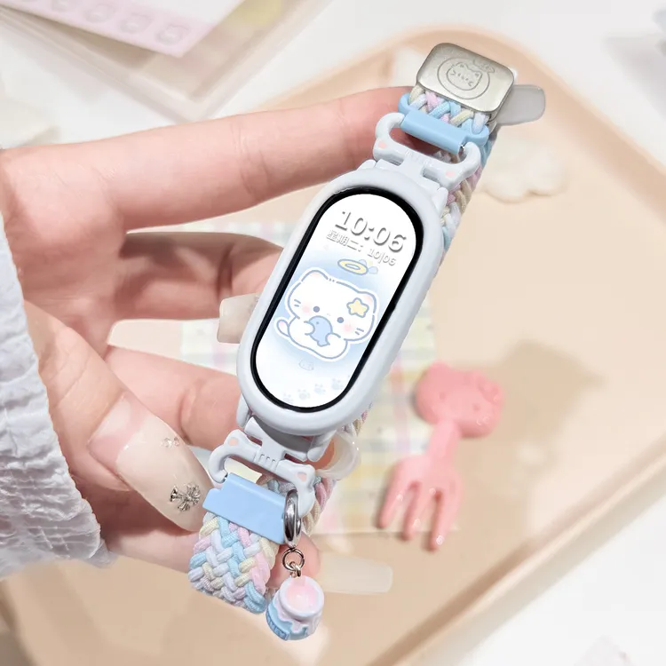适用于小米手环10表带9维尼蜜罐8猫咪尼龙7编织6磁吸5/4nfc版腕带
