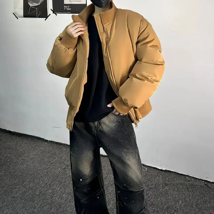 2025年冬季爆款美式外套高级感棉服加棉加厚痞帅男女同款立领棉衣