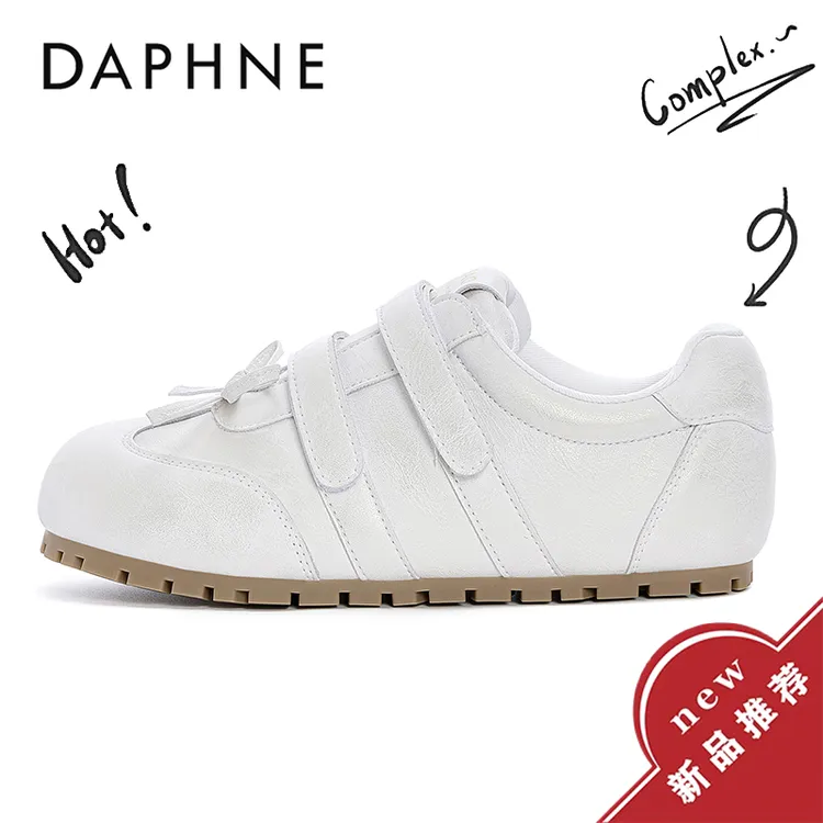 达芙妮品牌女鞋春日ins学院风时尚百搭软底德训鞋系带平底休闲鞋