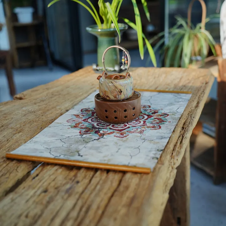 【宝相花】主人席精编超细竹丝茶席中式复古茶道画茶室餐厅干泡席