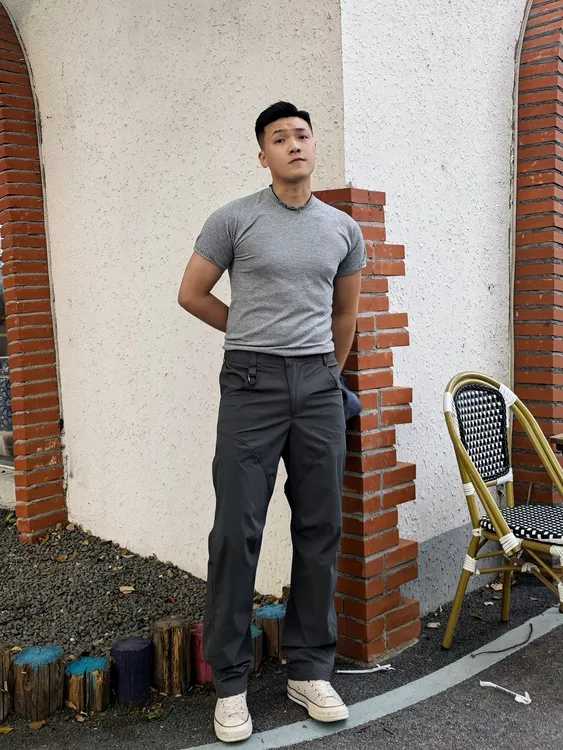 SOS夏季弹力凉感弯刀冲锋裤户外机能拼接直筒休闲裤百搭速干长裤
