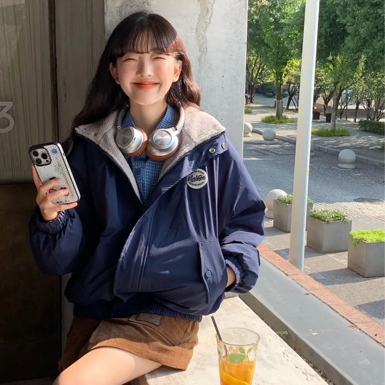 学院风棉服女2025年新款短款冬装韩版显瘦立领小个子棉衣夹棉外套