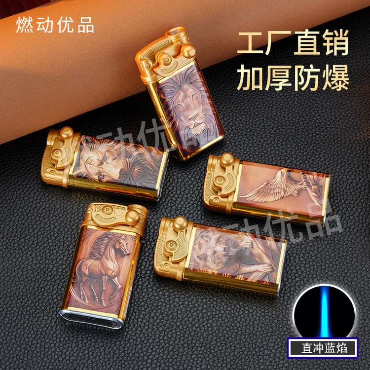 【2025爆款】创意金属高档复古防风防爆打火机充气耐用高颜值定制