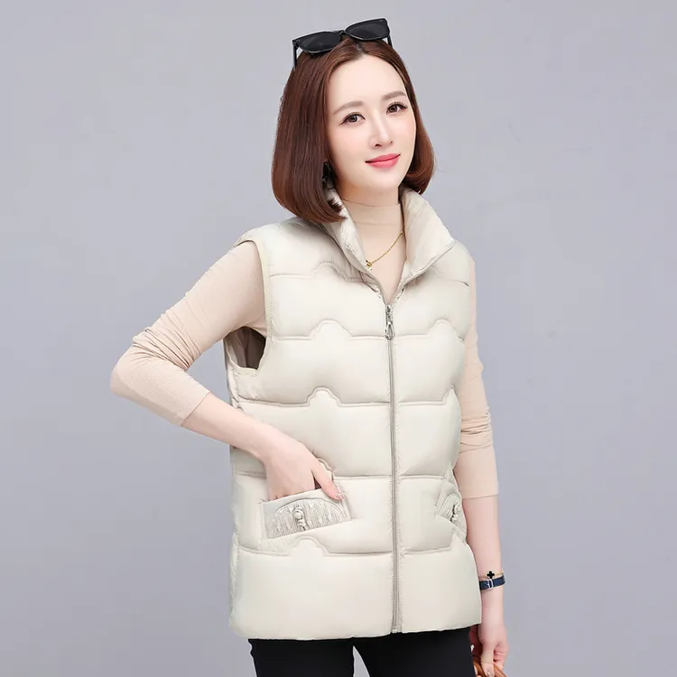 短款棉马甲女秋冬2025新款中年妈妈洋气冬装休闲坎肩外穿加厚马夹