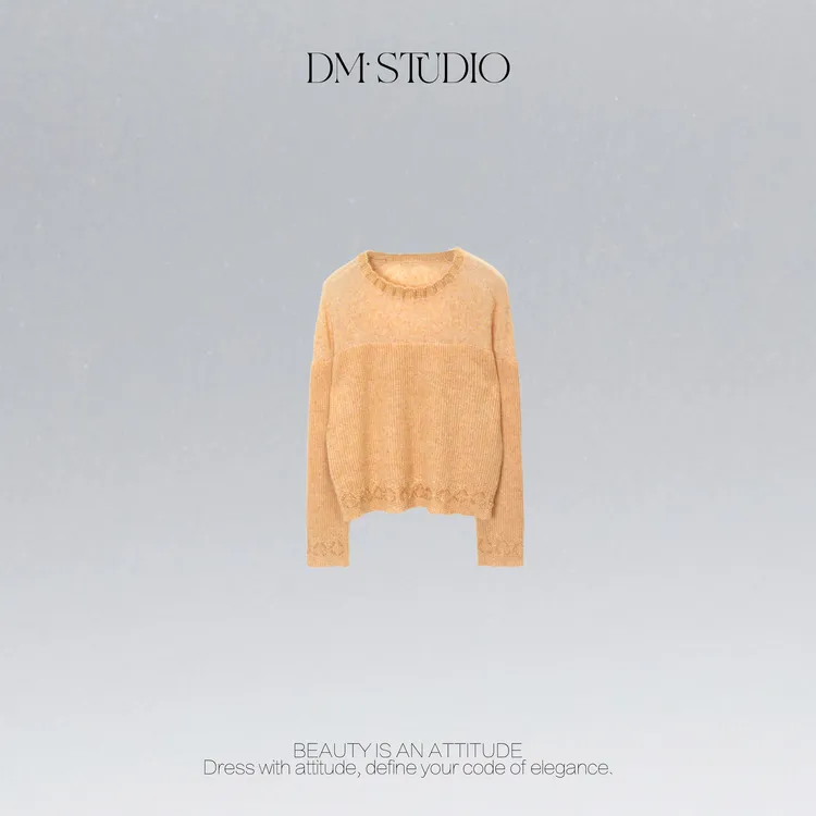 DEDM•STUDIO/极简风百搭宽松慵懒感羊驼毛混纺针织衫2510ZZS/5825