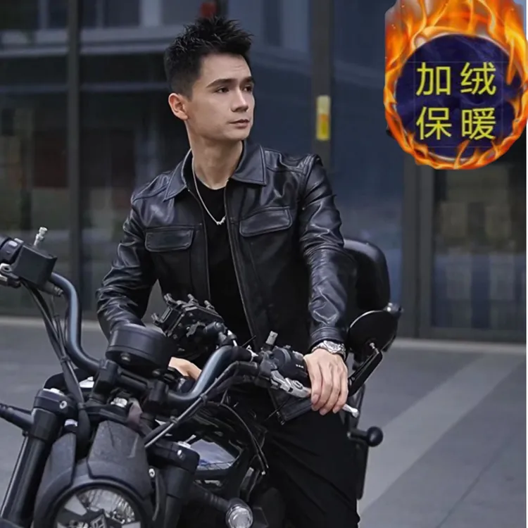 秋冬修身皮衣外套痞帅高级感时尚百搭短款外套复古休闲机车皮夹克