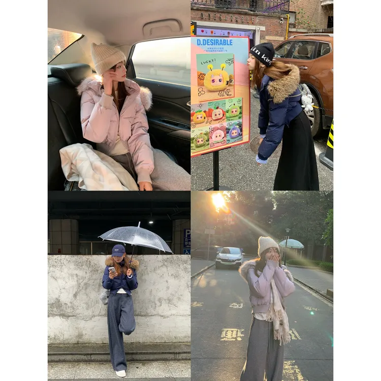 切糕自制【小海鸥】小个子秋冬女慵懒感收腰显瘦帽子可拆厚款羽绒服