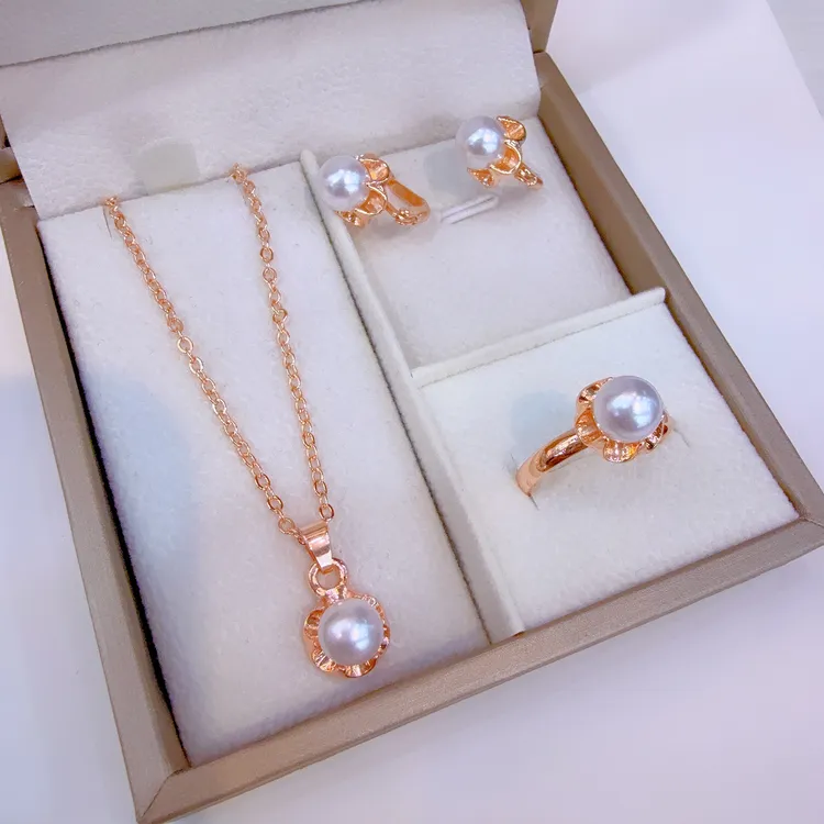 铜合金亚克力项链 爆款玫瑰金色三件套首饰قىزىل ئالتۇن پاسون