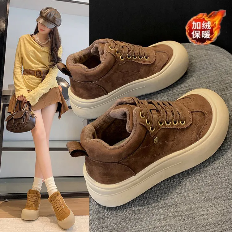 爆款2025冬季高帮复古棉鞋韩版休闲百搭运动厚底加绒学生网红潮鞋