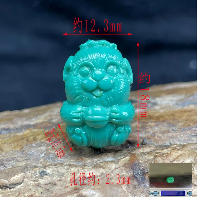 保真正品天然原矿绿松石高瓷高色手工精雕狗背云配饰挂饰颈饰配件