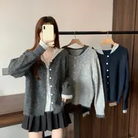 美式撞色假两件连帽正肩针织衫上衣毛衣潮2025年大码胖MM秋季新款