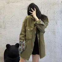《大韩韩推荐》工装牛仔民族外套大码女装秋冬显瘦宽松舒适百搭上衣