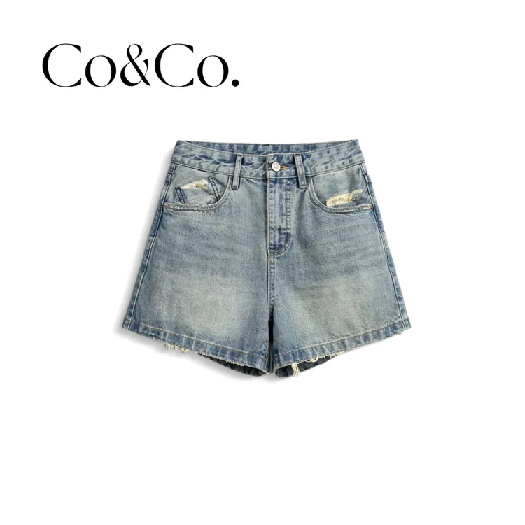 Co&Co.「日落」三分加长A字版韩版时尚复古高腰百搭牛仔短裤女1371
