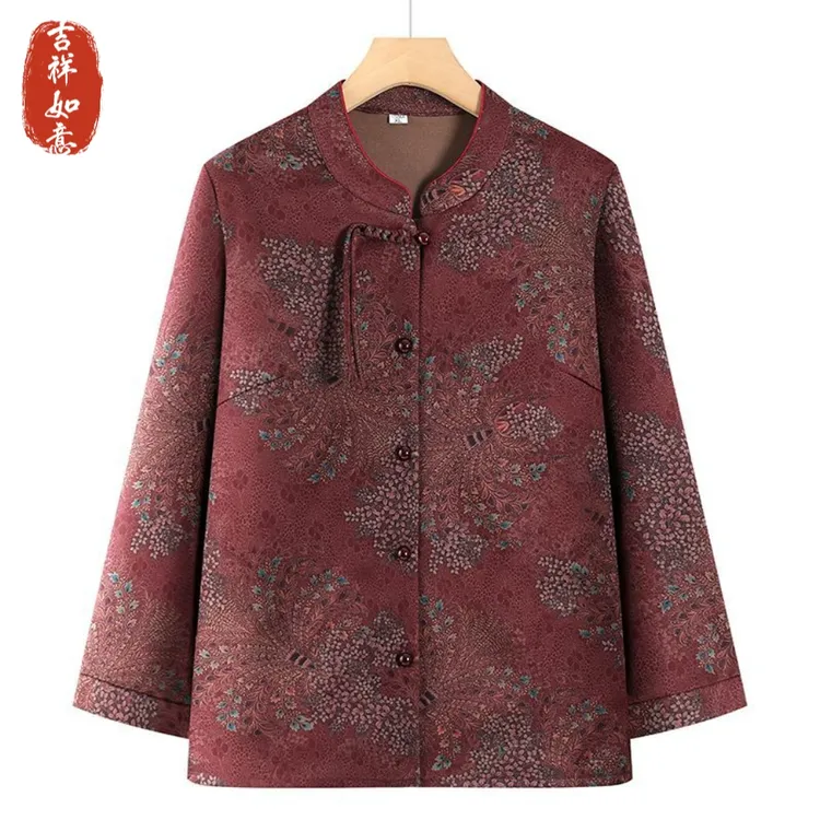 中老年妈妈女装春秋季长袖衬衫2025新款奶奶春装秋款老人衣服衬衣