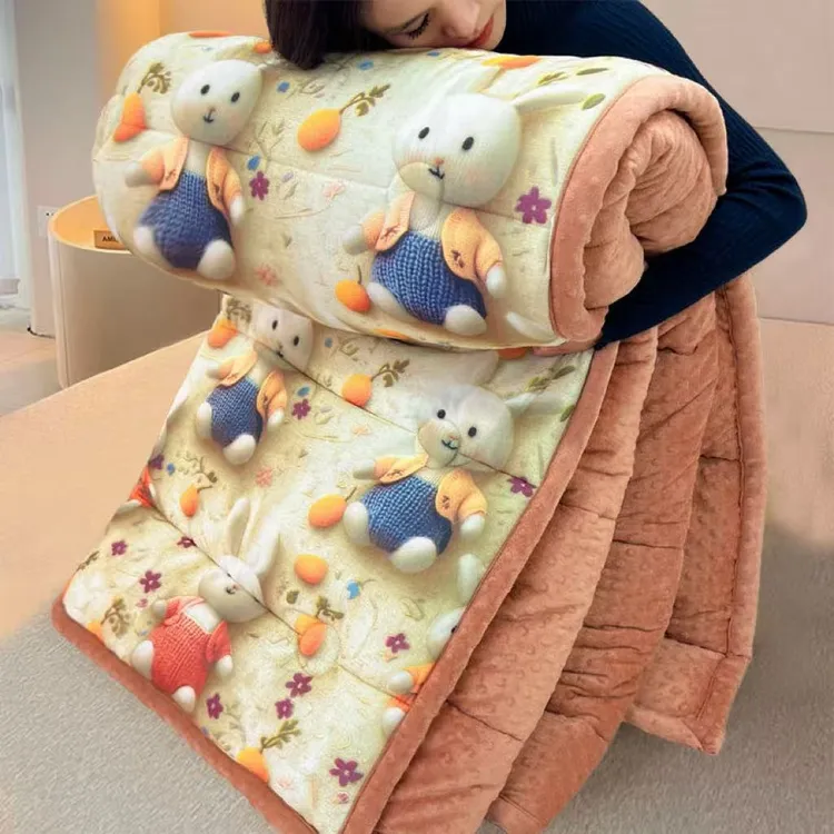 2025新款豆豆绒单人学生宿舍加厚可机洗春秋被AB面双人加绒被子