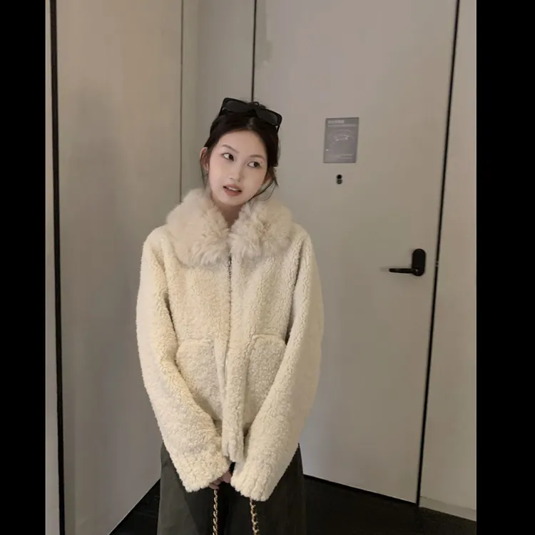 【OPENING自制】冬日暖绒 毛领保暖厚款韩系羊羔毛外套