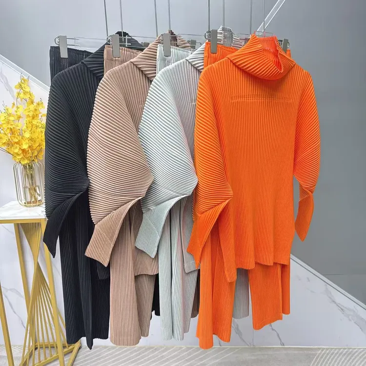 三宅褶皱秋冬新款粗牙签套装休闲百搭三件套