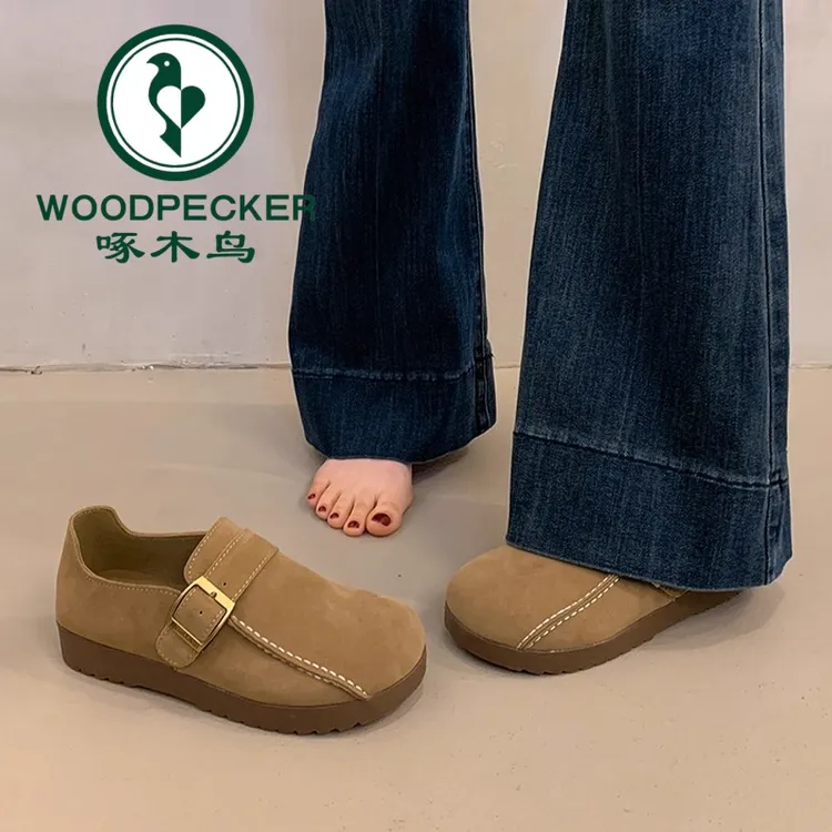 啄木鸟厚底勃肯鞋女2025新款秋季女款鞋子爆款孕妇懒人鞋博肯单鞋