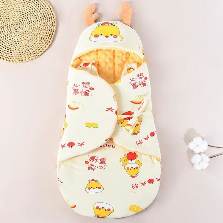 新生儿防惊跳睡袋包被夜醒踢被加厚5D安抚豆豆绒送口水巾