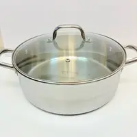 57828 不锈钢双耳锅煎炒烹炸炖煮锅，直径：30cm