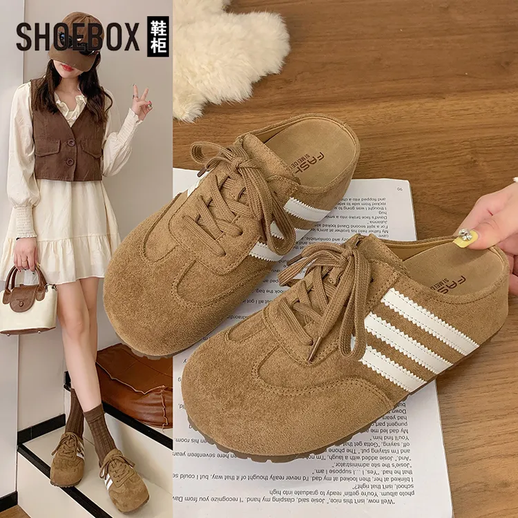 SHOEBOX鞋柜内增高勃肯半拖鞋女外穿2025秋季新款包头博肯拖鞋