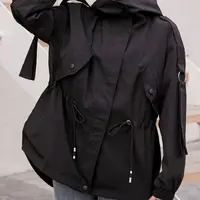 Manmi  设计款工装连帽加绒风衣 2088