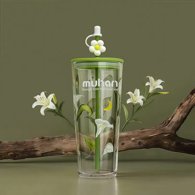 大容量水杯女士专用高颜值ins风咖啡杯子喝水上班用玻璃杯吸管杯