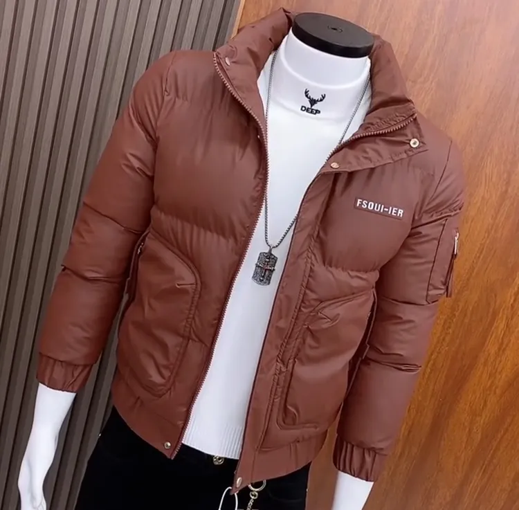 冬季痞帅棉衣时尚韩版帅气修身立领加厚保暖新款羽绒棉服男士外套