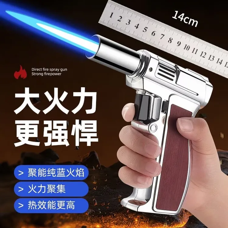 双层蓝焰露营功能火力强劲高温喷枪防风蓝火焰打火机焊枪点松弛感