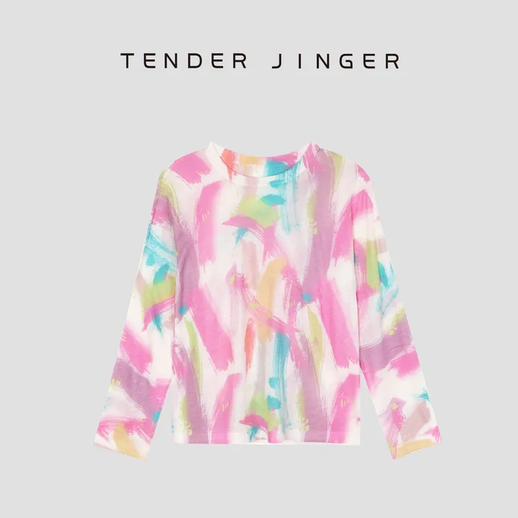 Tender Jinger圆领薄款百搭拼色上衣T52DWF80926