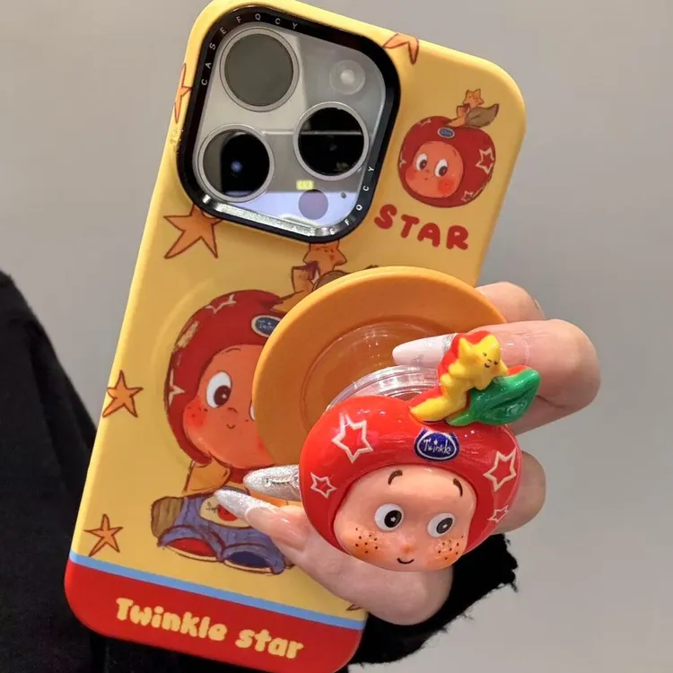 趣味乖坐苹果头套星星人适用iphone16prom磁吸15pro手机壳14/13硬