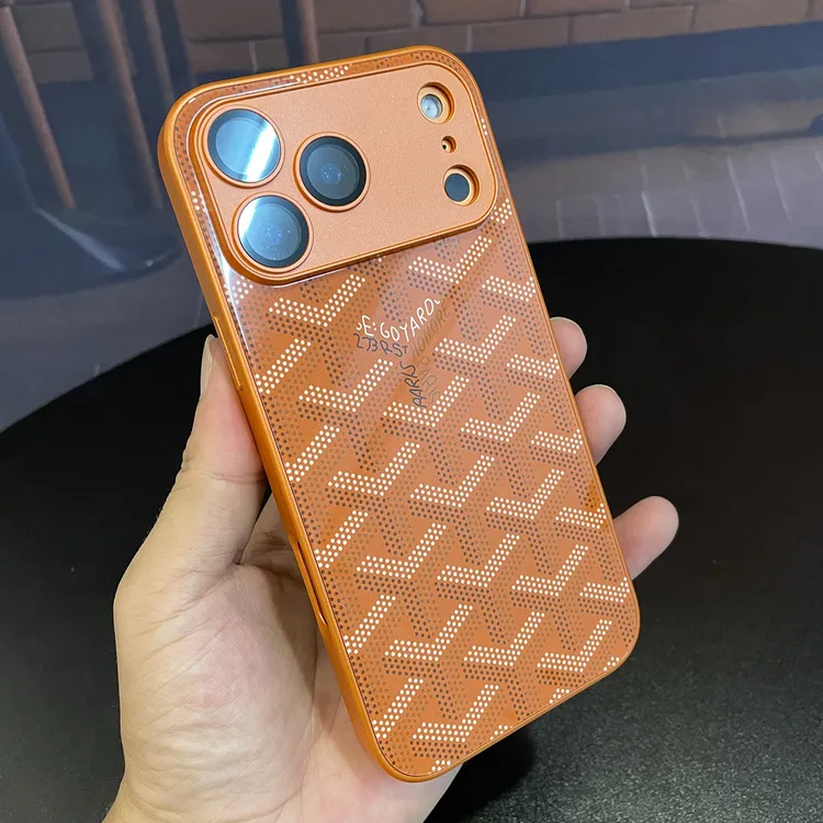 亮面玻璃镜头膜适用苹果17ProMax手机壳16奢华15潮流14全包13橘色