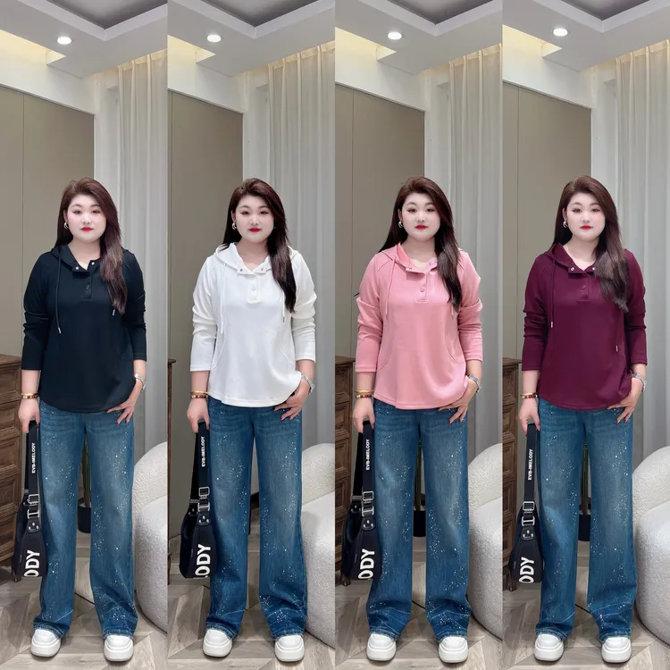【仅卫衣】PMM81387早秋新款休闲百搭显瘦连帽卫衣大码女装