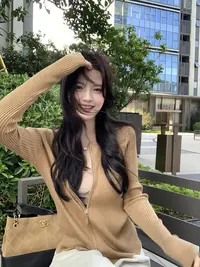 【肉肉】韩系显瘦气质毛针织衫外套女秋季简约通勤百搭开衫上衣ins