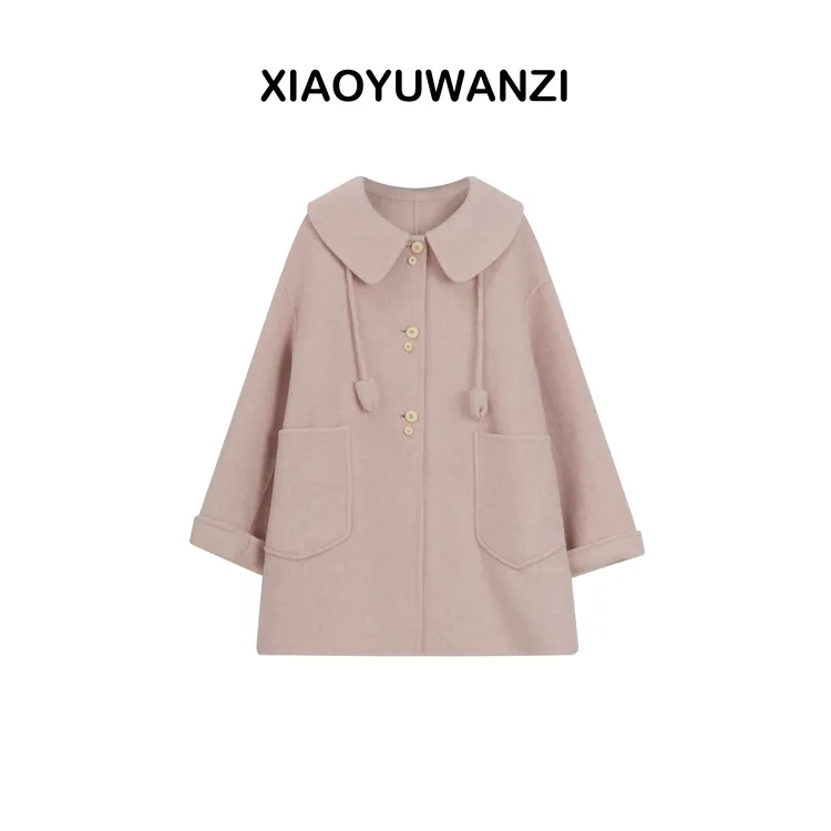 郁金香大衣【丸子专属】秋冬新款女装双面羊毛大衣娃娃领可爱女小个子毛呢外套