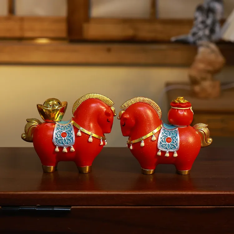 马年纪念款马上有钱可旋转马福袋元宝创意国潮桌面书房装饰品