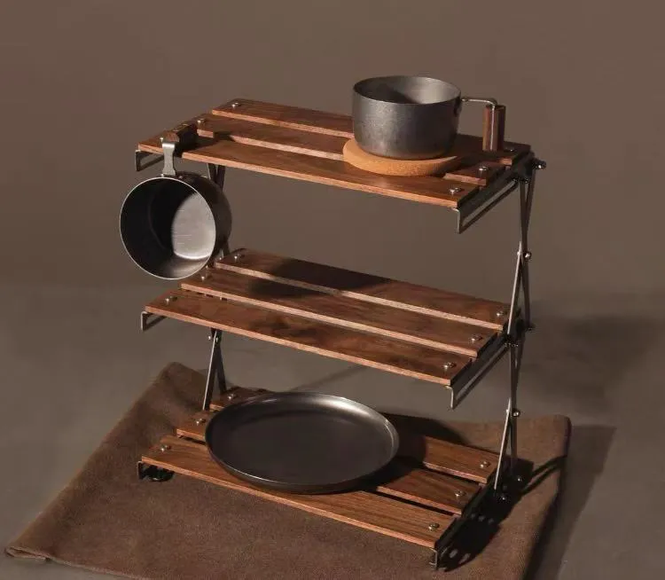 黄金檀实木折叠架户外露营高级简约桌面置物架书桌卧室宿舍用