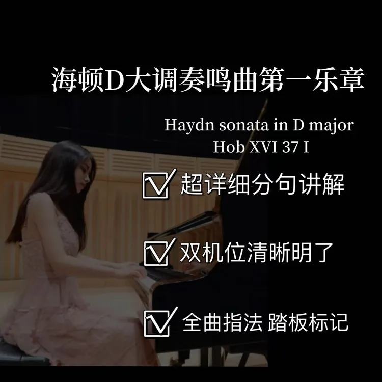 钢琴视频教学《海顿D大调奏鸣曲第一乐章（8级》(附电子曲谱）