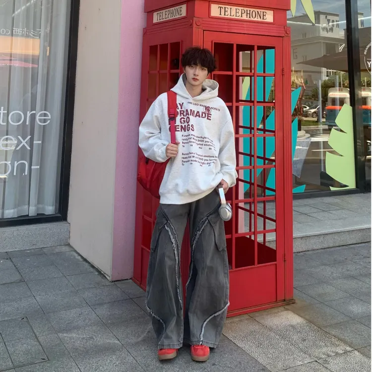 Fikzz美式潮牌字母印花慵懒风长袖卫衣男女宽松学院少年感卫衣