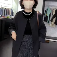 85329韩系名媛范小立领丝绒长袖打底2025秋季新款丝绒