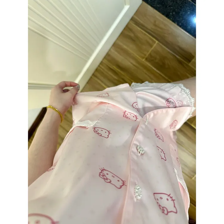 【少女粉kitty】甜美可爱冰丝短袖睡衣女款爆款2025新款套装可外穿